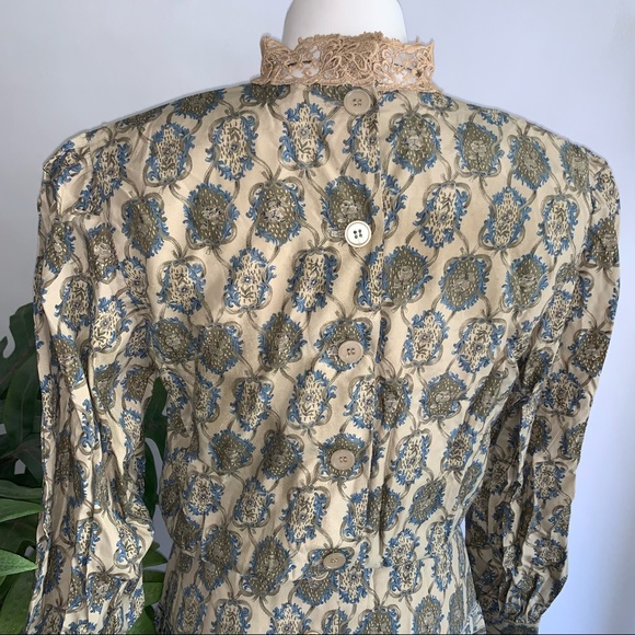 v i n t a g e :: Edwardian Prairie Regency Granny Core Lace Bib Pleated Dress - Picture 10 of 13